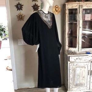 80’s Casadei beaded balloon sleeve shift dress